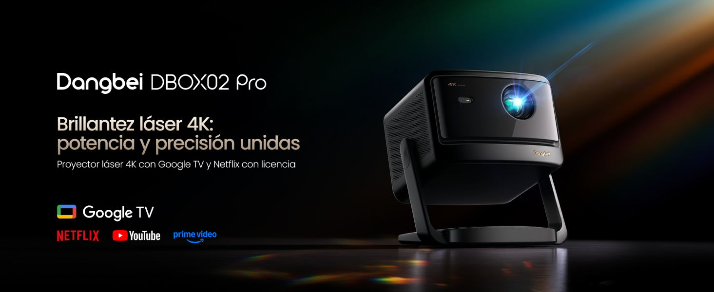 Proyector láser 4K Dangbei DBOX02 Pro con Google TV y soporte para Netflix con licencia