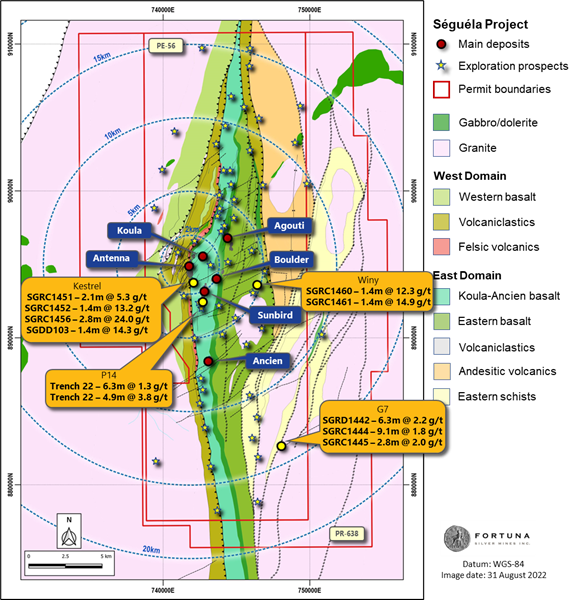 Seguela Project regional plan showing recent drilling results