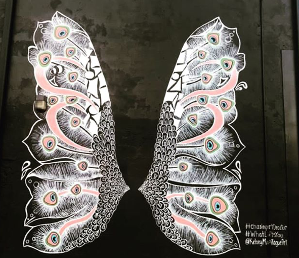 The 15-foot wings were created by world-renowned muralist Kelsey Montague for Decatur, Ala.'s Chasing Art Project.
