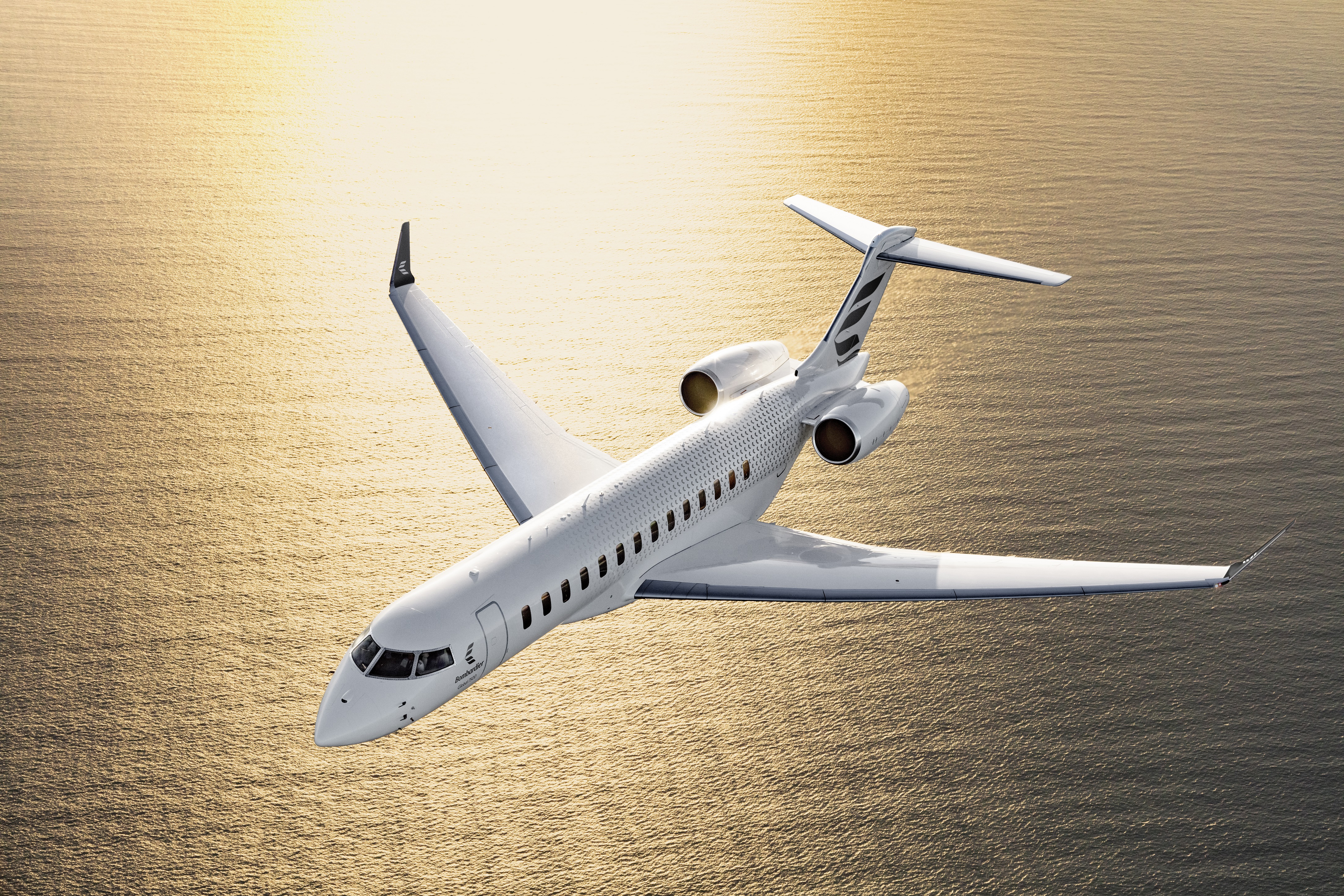 L'avion Global 7500 dans une nouvelle livrée de marque exposé au Catarina Aviation Show.