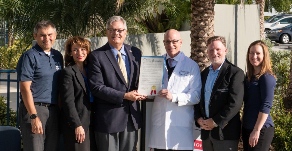 Left to Right: FCS CIO Mark Moch, FCS Chief Marketing & Sales Officer Shelly Glenn, Fort Myers Mayor Randy Henderson, FCS President Emeritus & Founder William N. Harwin, MD, FCS Chief Executive Officer Brad Prechtl, MBA, FCS Chief Revenue Cycle Officer Sarah Cevallos, MBA