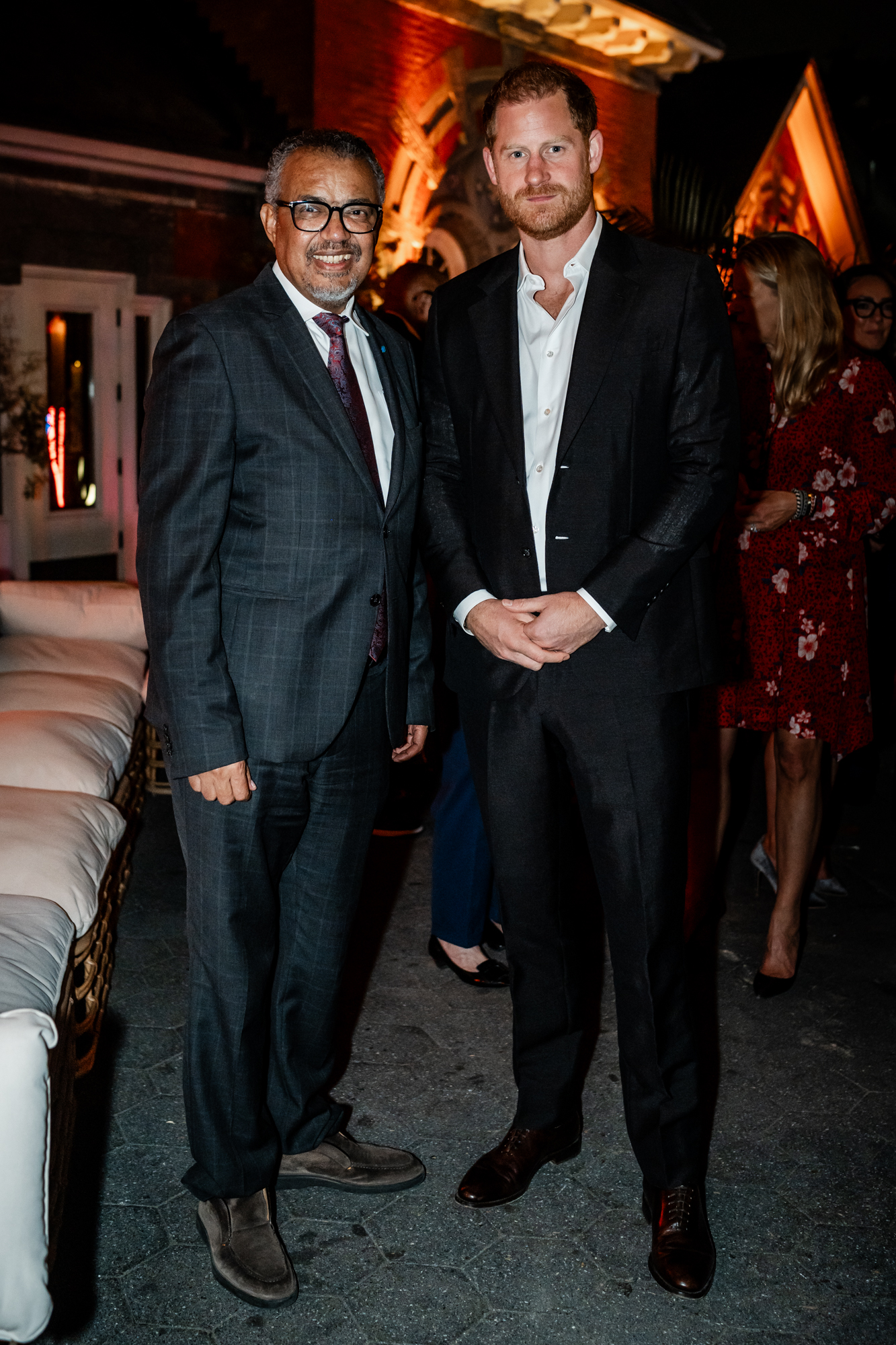 L-R: Dr Tedros Adhanom Ghebreyesus, Director General of the World Health Organisation and Prince Harry, Duke of Sussex.