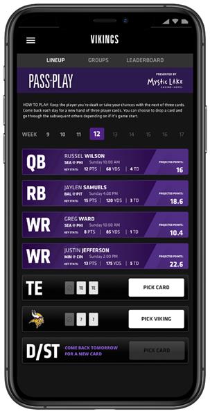 Minnesota Vikings’ "Pass or Play" Game Designed and Developed by SharpLink Gaming