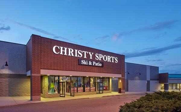 Exterior of a Christy Sports retail store ready for the Powder Daze sale.