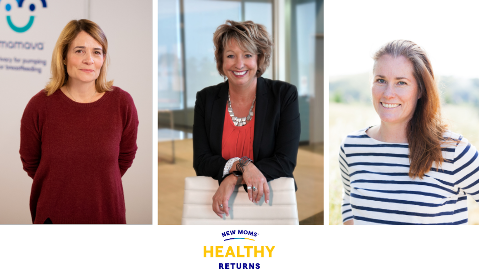 New Moms' Healthy Returns Leaders (from left to right) Sascha Mayer, CEO and co-founder of Mamava, Melissa Gonzales, RN, executive vice president for Medela Americas and Kate Torgersen, founder and CEO of Milk Stork.