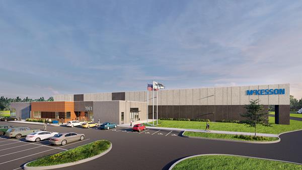 Rendering of new McKesson distribution center currently under construction in Holt, MI is expected to open in fall 2021 Rendering courtesy of McKesson.