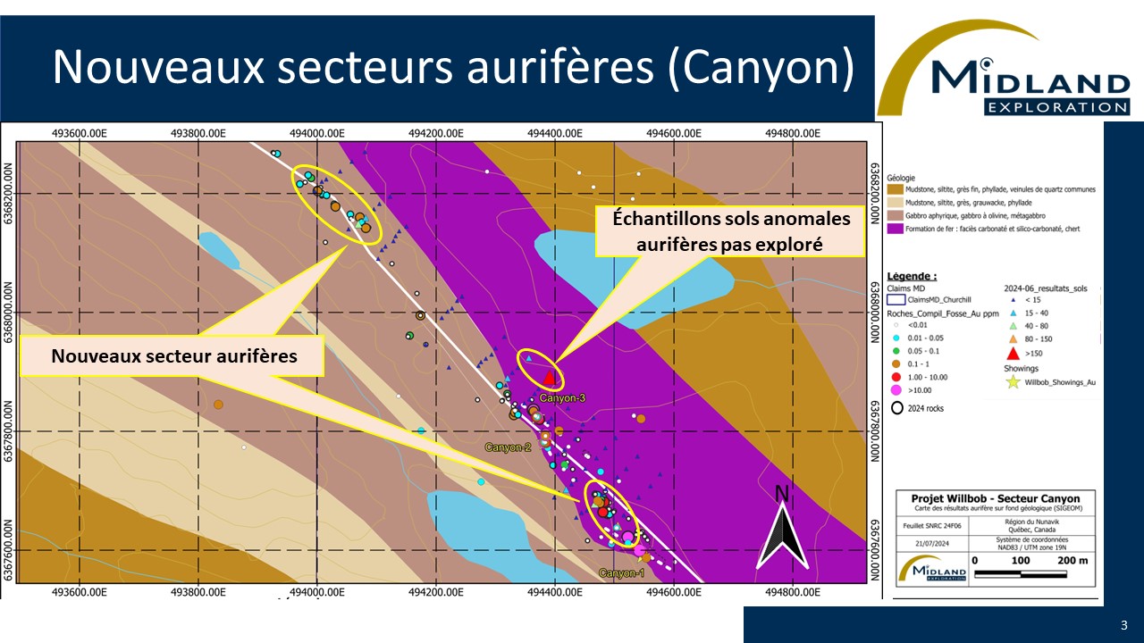 Figure 3 Nouveaux secteurs aurifères (Canyon)