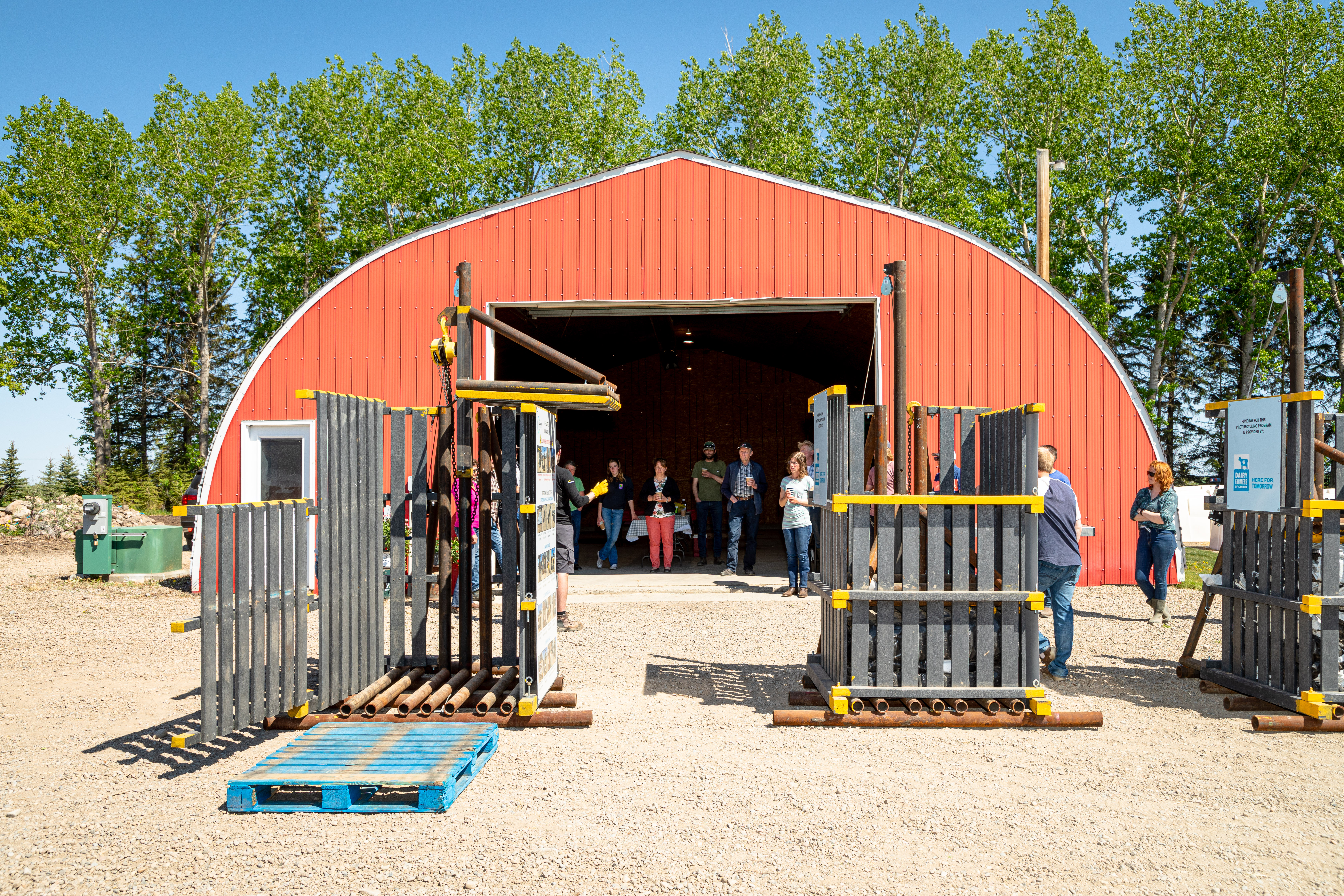 Farmers witnessing firsthand how ag plastic compactors can streamline transport and on-farm storage. This practical knowledge will be valuable for participants in the Fraser Valley pilot program.