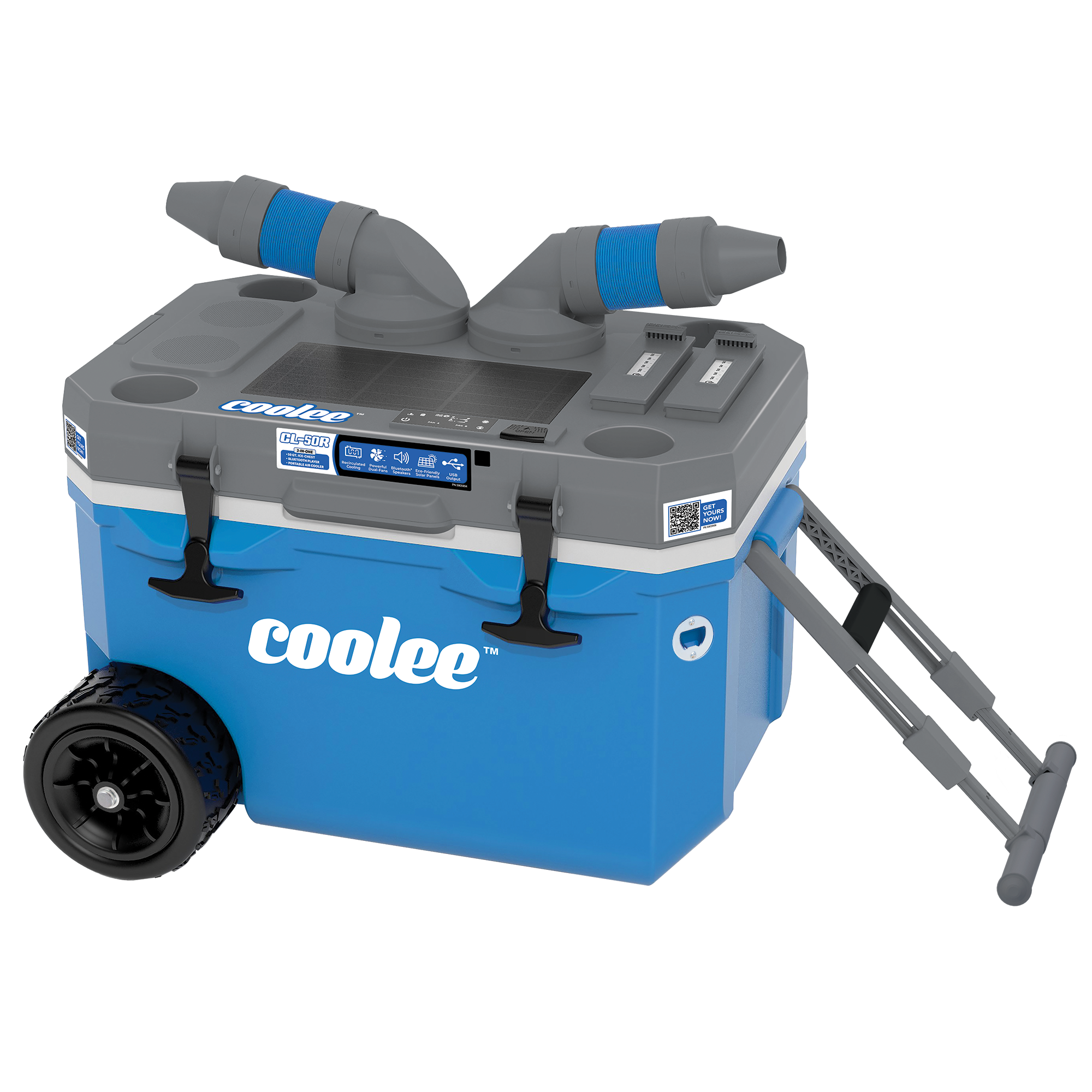 Picture of a blue Coolee CL50R Air Cooler Ice Chest