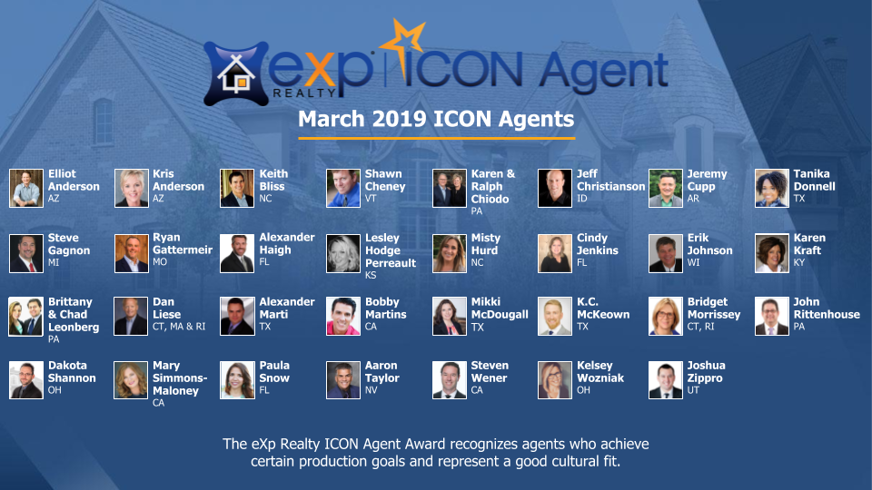 eXp Realty Announces March ICON Agents