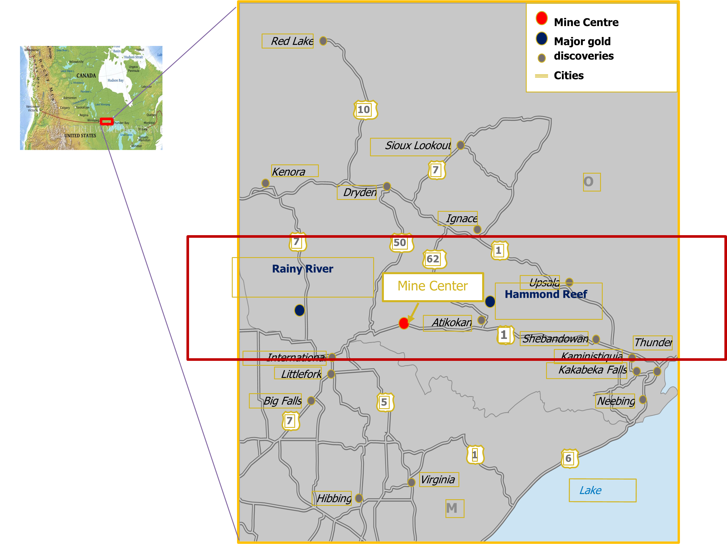 Mine Centre Gold Project Location Map
