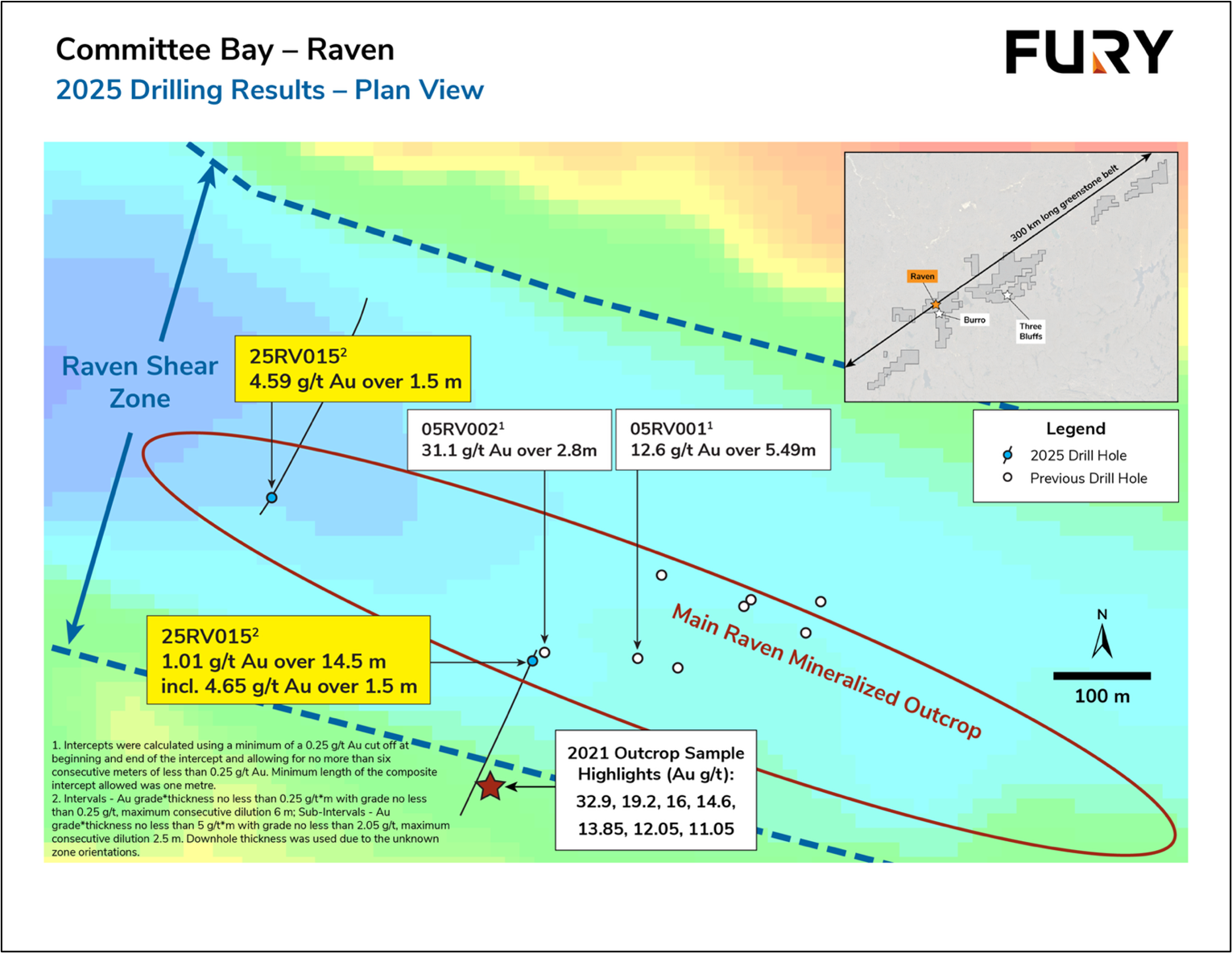 Illustrates the location of the 2025 Raven drilling within the 8 km Raven shear zone.  image