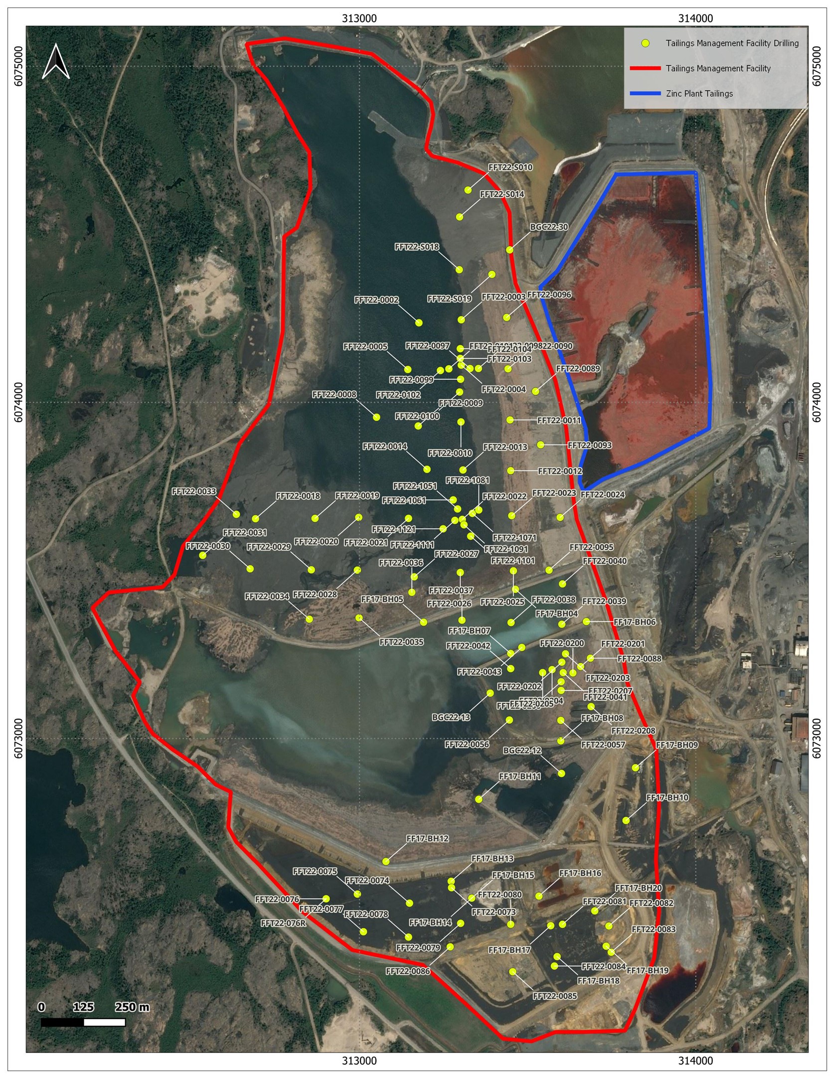 Figure 8: Recent Flin Flon Tailings Drill Program