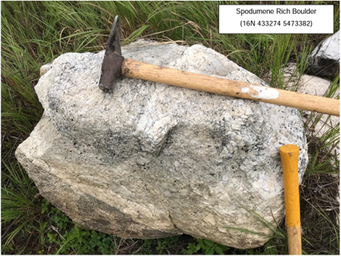 Spodumene bearing pegmatite boulder from the North Nipigon Project (Ontario Geological Survey AFRI 20000019444)