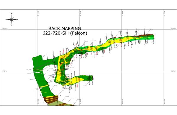 Figure 2 - Falcon 7 Zone - 622 Level Back Mapping