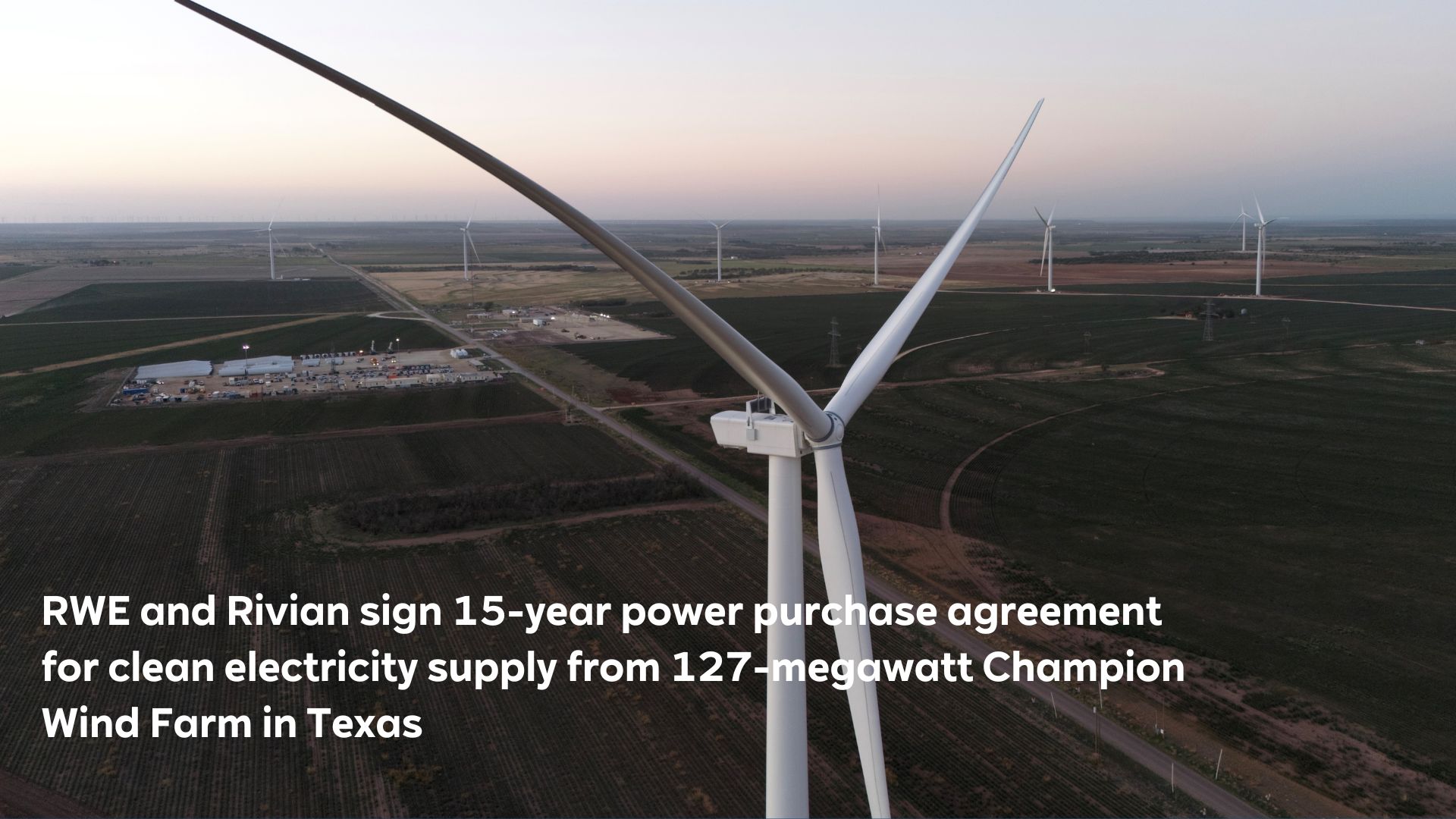 RWE, the third largest renewable energy company in the U.S., today announced it signed a long-term power purchase agreement (PPA) with electric vehicle manufacturer Rivian for the electricity from an upgraded RWE wind project in West Texas. The PPA underlines RWE’s ability to support the demand for clean electricity from manufacturing, technology and other energy-intensive sectors.