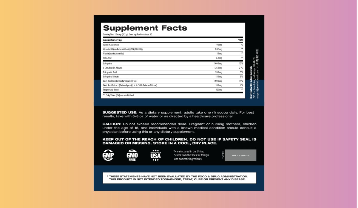 Nitric Boost Ultra Supplement Facts