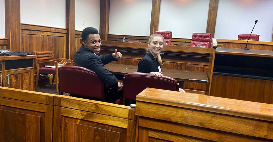 American Moot Court overall national champs are EMU students Charles Graham and Kelsey Hall.