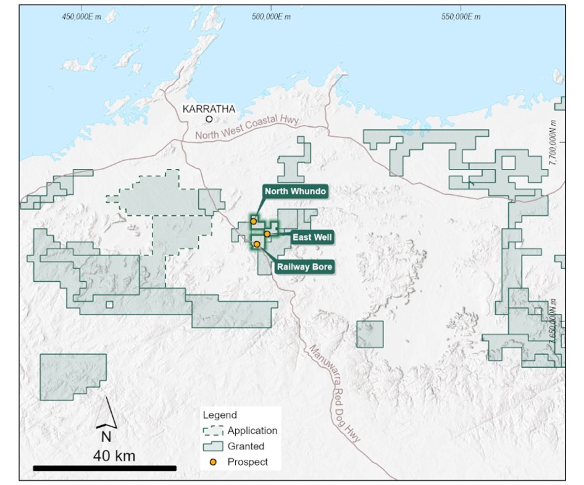 Location of newly delineated priority prospects in the Karratha District