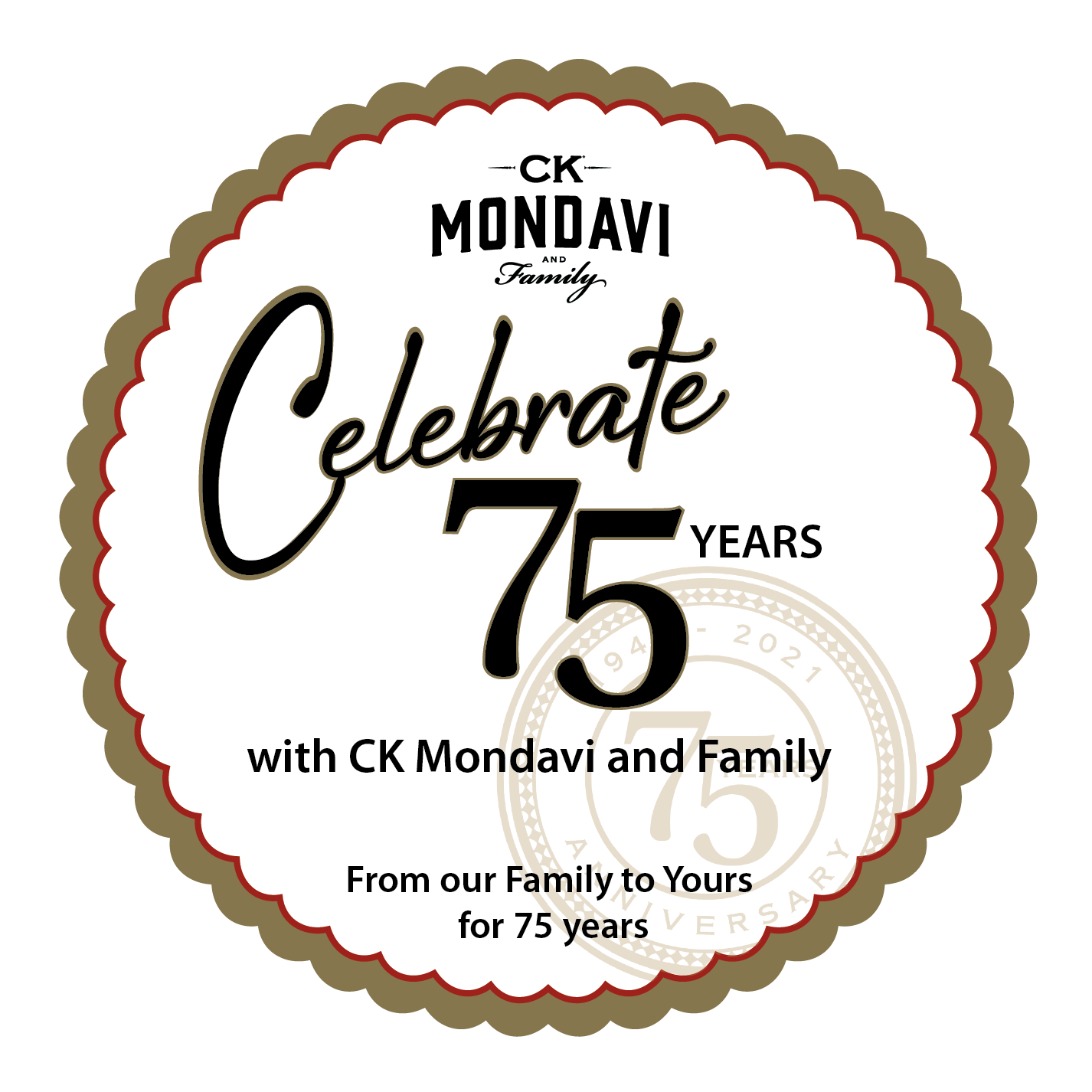 As CK Mondavi and Family wraps up a milestone year marking its 75th anniversary, the winery is sharing the celebratory spirit by offering fans the chance to win a sparkling gift in its Diamond Sweepstakes, which runs September through the end of the year. Seven grand prize winners will receive gift certificates of $1,000 for use at a fine jewelry retailer. Five first place prize winners will receive one CK Mondavi and Family travel jewelry case.