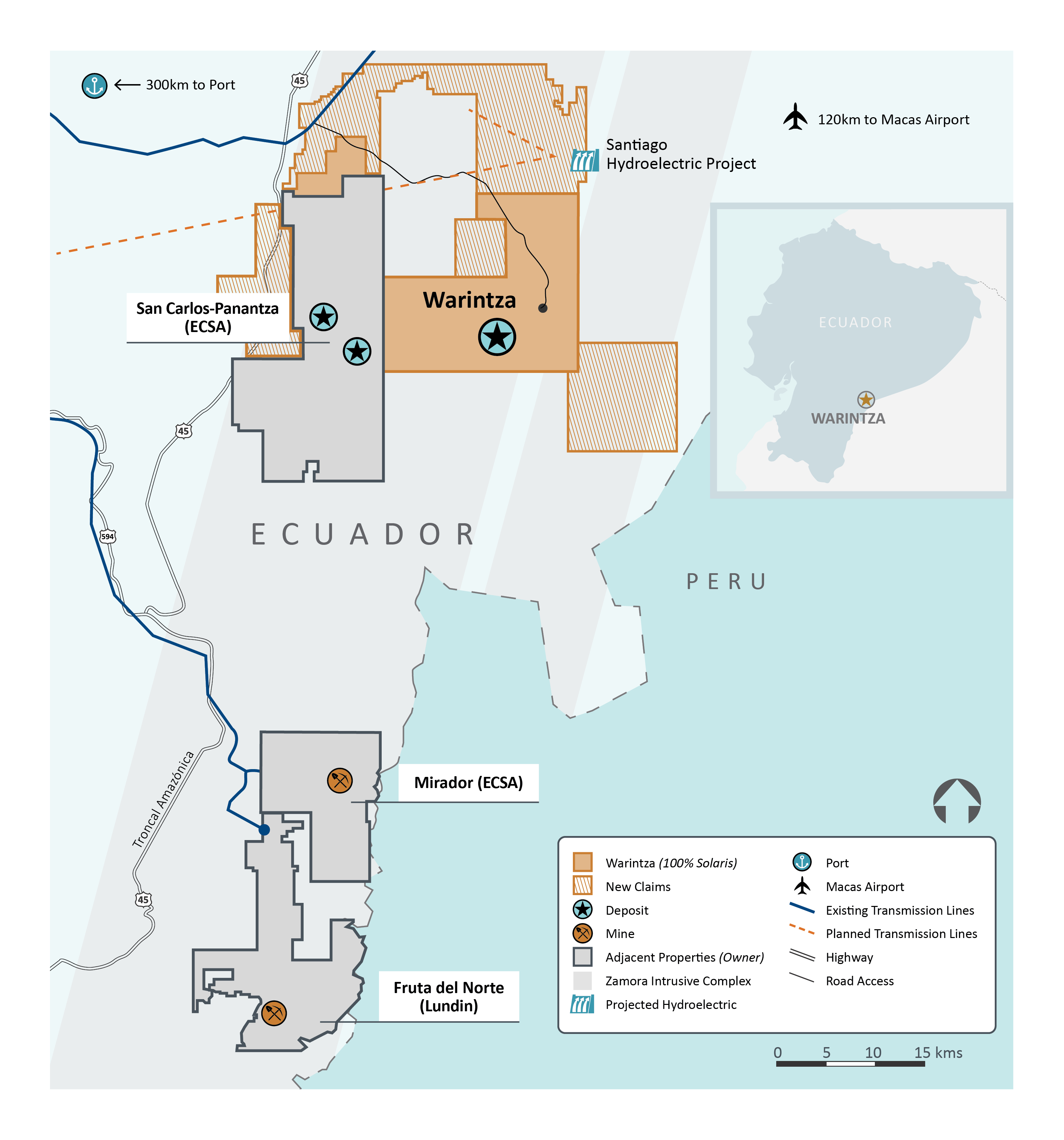 Figure 1 - Warintza Project and Surrounding Land Package in Ecuador