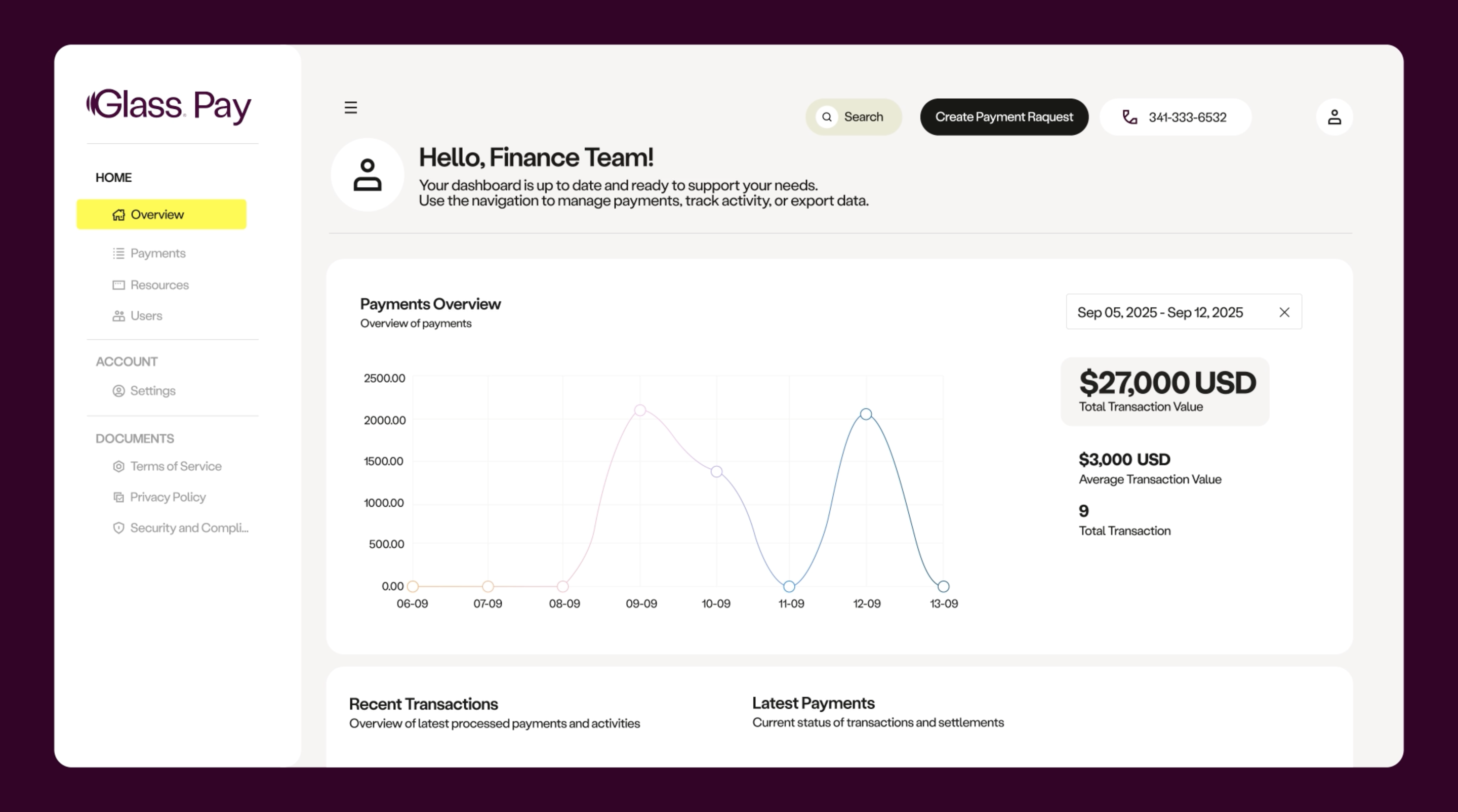 Glass Pay Dashboard