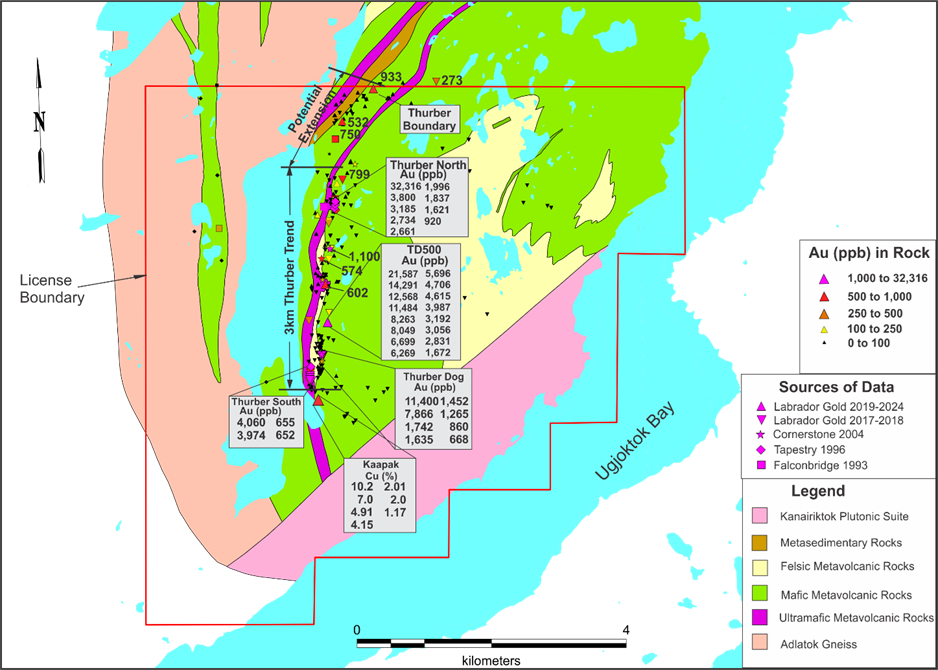 Gold and copper potential of the Thurber license, north Florence Lake greenstone belt.