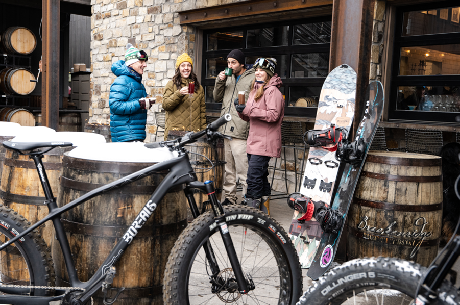 Pictured are guests enjoying Breckenridge Distillery spirits after a long day out on the slopes in celebration of National Apres Day.