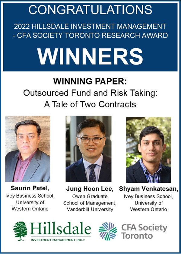 2022 Hillsdale Investment Management - CFA Society Toronto Research Award Winners