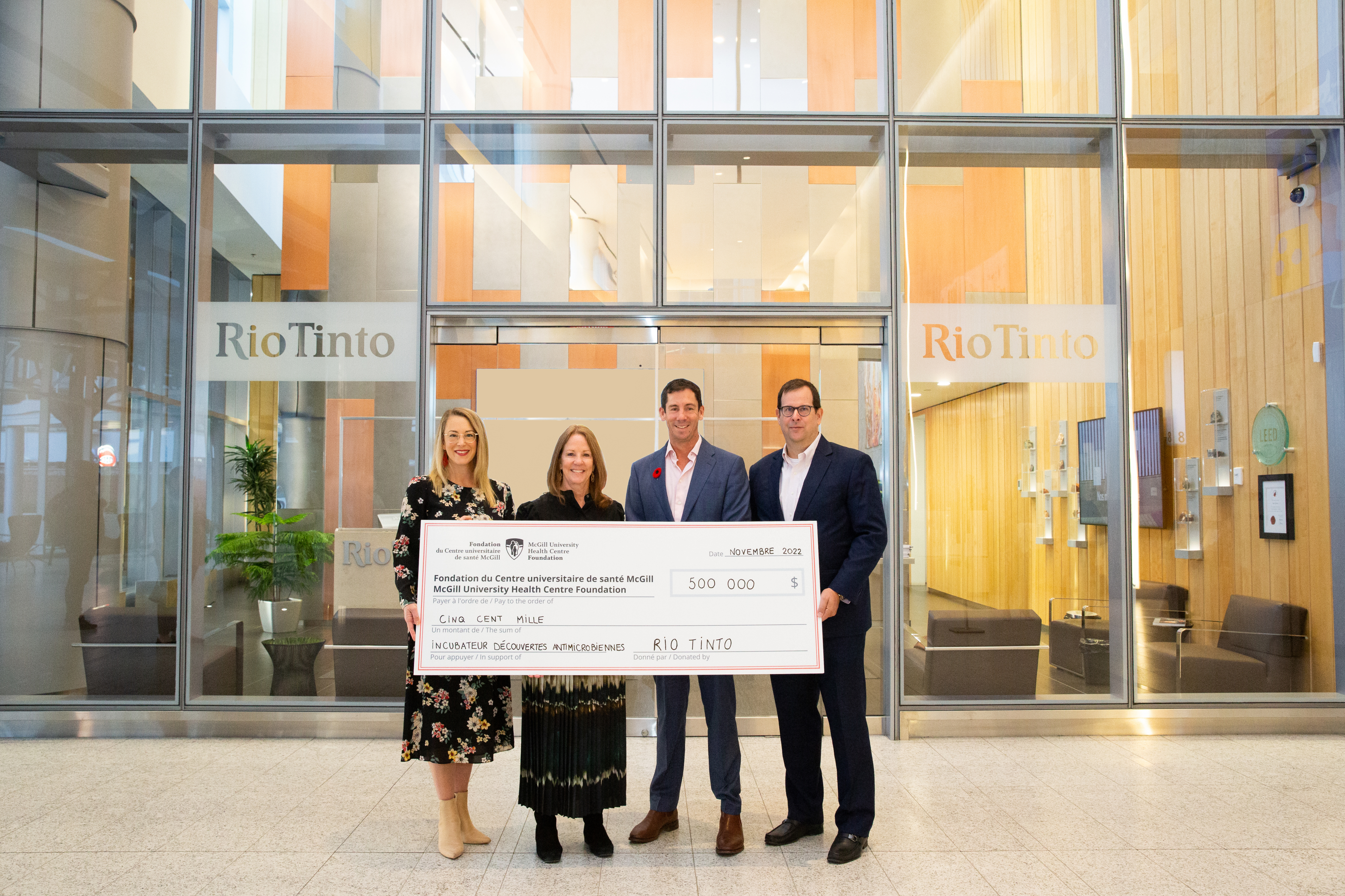 Rio Tinto fait un don de 500 000 $ à la Fondation du CUSM