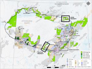 Ledge and Plateau properties relative to ATHA’s Athabasca Basin land claims
