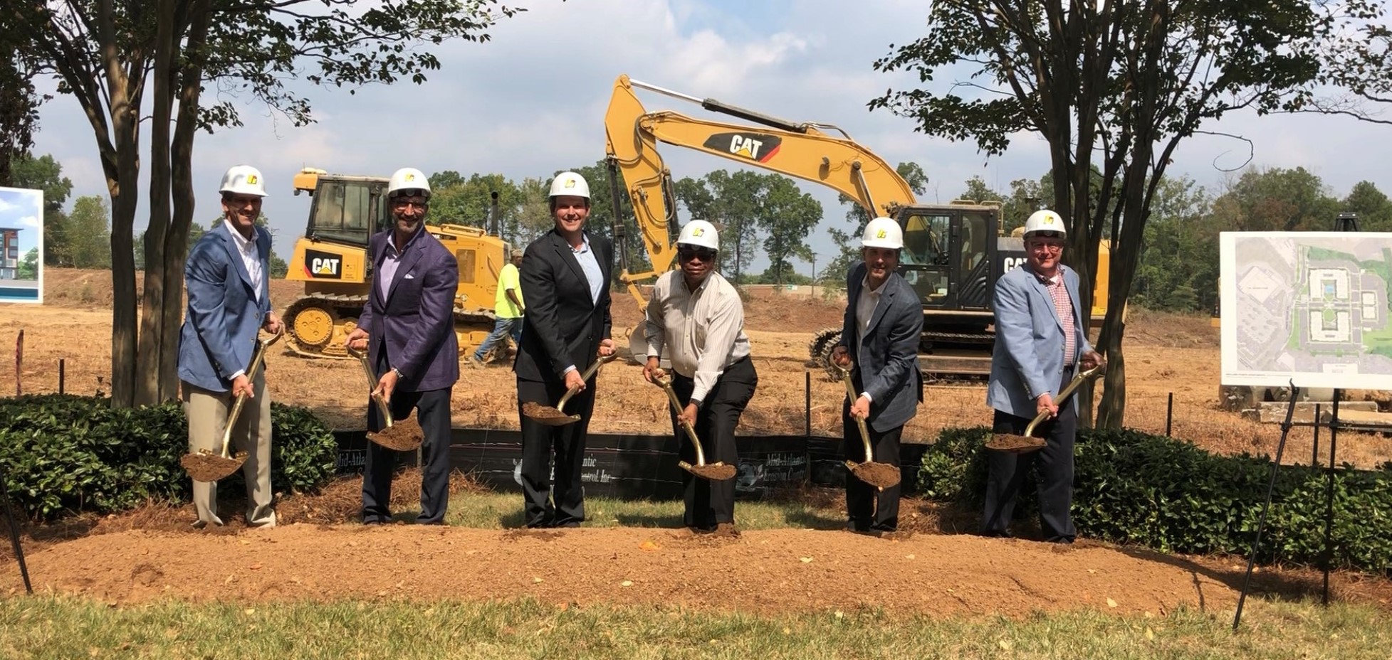 High companies and High Real Estate Group LLC executives join government and bank officials to break ground on Mallard Pointe Apartments, a new luxury-lifestyle community in Charlotte, N.C.

Pictured left to right:

Mike Shirk, CEO, High companies; Mark Fitzgerald, president & COO, High Real Estate Group LLC; Brad Mowbray, senior vice president & managing director - residential division, High Associates Ltd.; Greg Phipps, councilman, City Council District Four; Andrew Basile, director of acquisitions and development, High Associates Ltd.; and James Oswald, senior vice president/commercial real estate manager, BB&T.