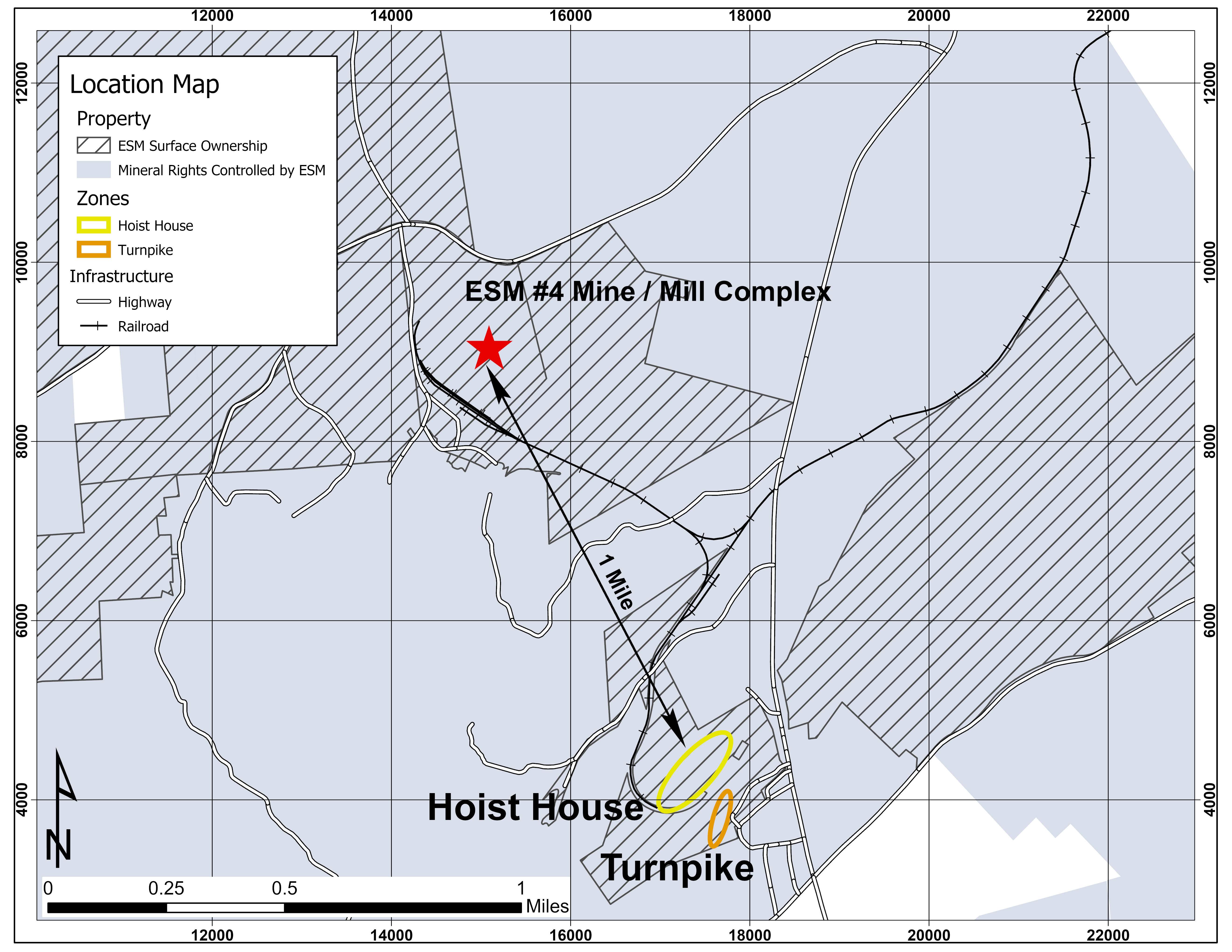 Figure 1 – Location of Near-Surface Drill Targets at ESM