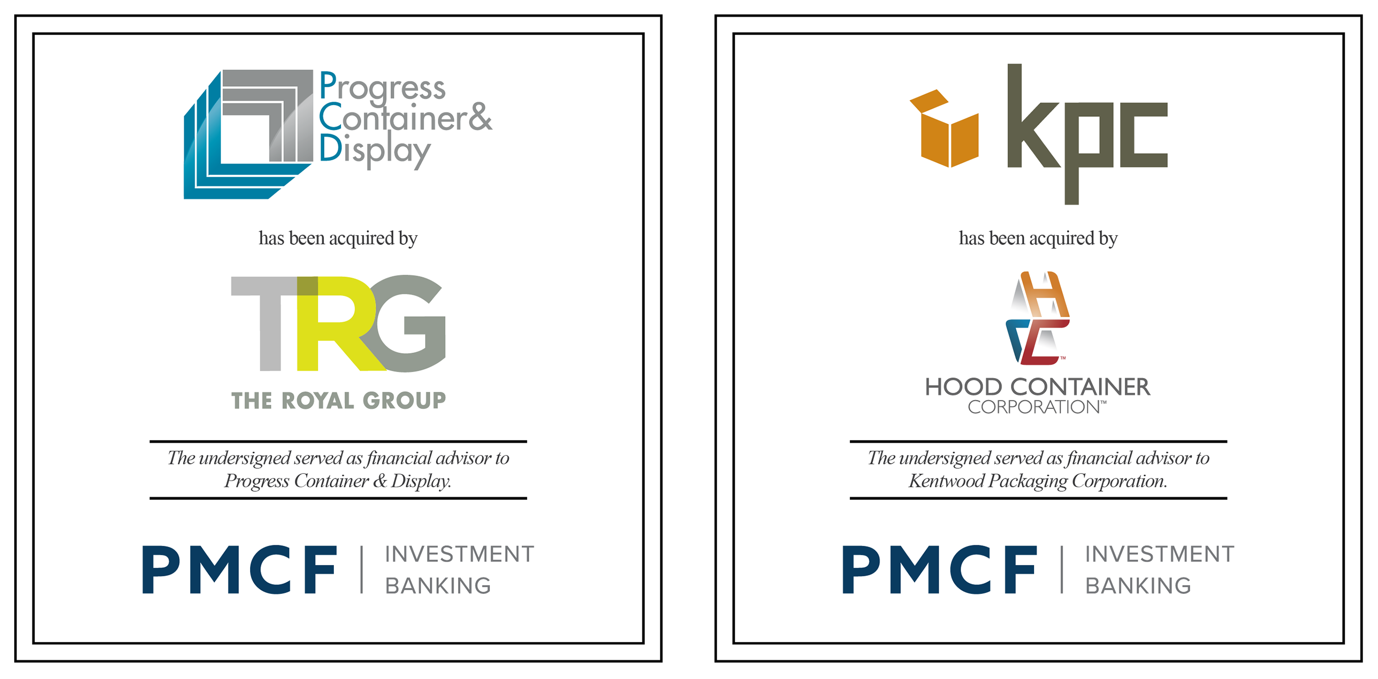 PMCF Advises Two Corrugated Packaging Industry Transactions