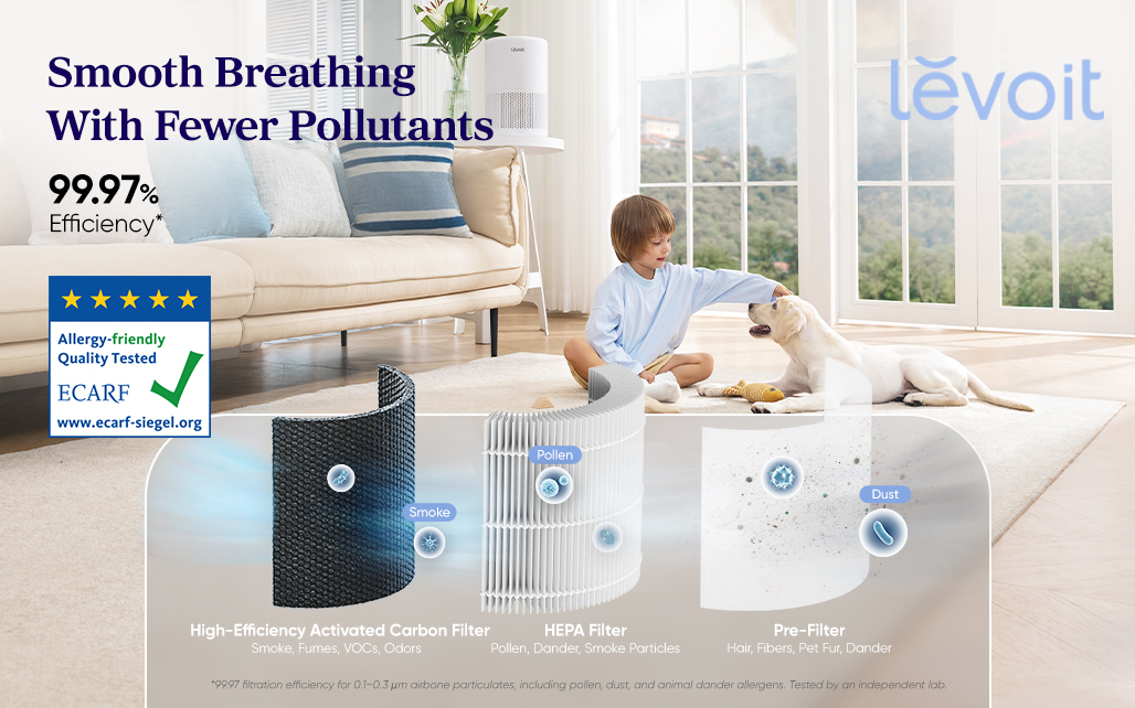 Levoit air purifiers with HEPA filtration for indoor air quality