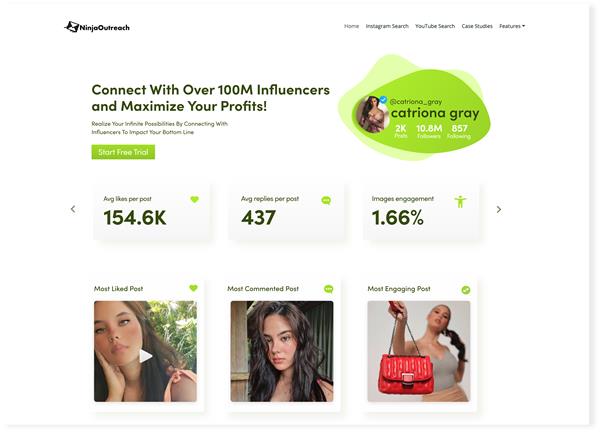 Influencer profile page