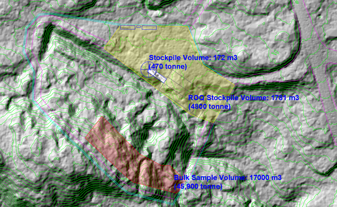 Bulk Sample Area at Juby Deposit – Plan showing Extraction Area highlighted in brown