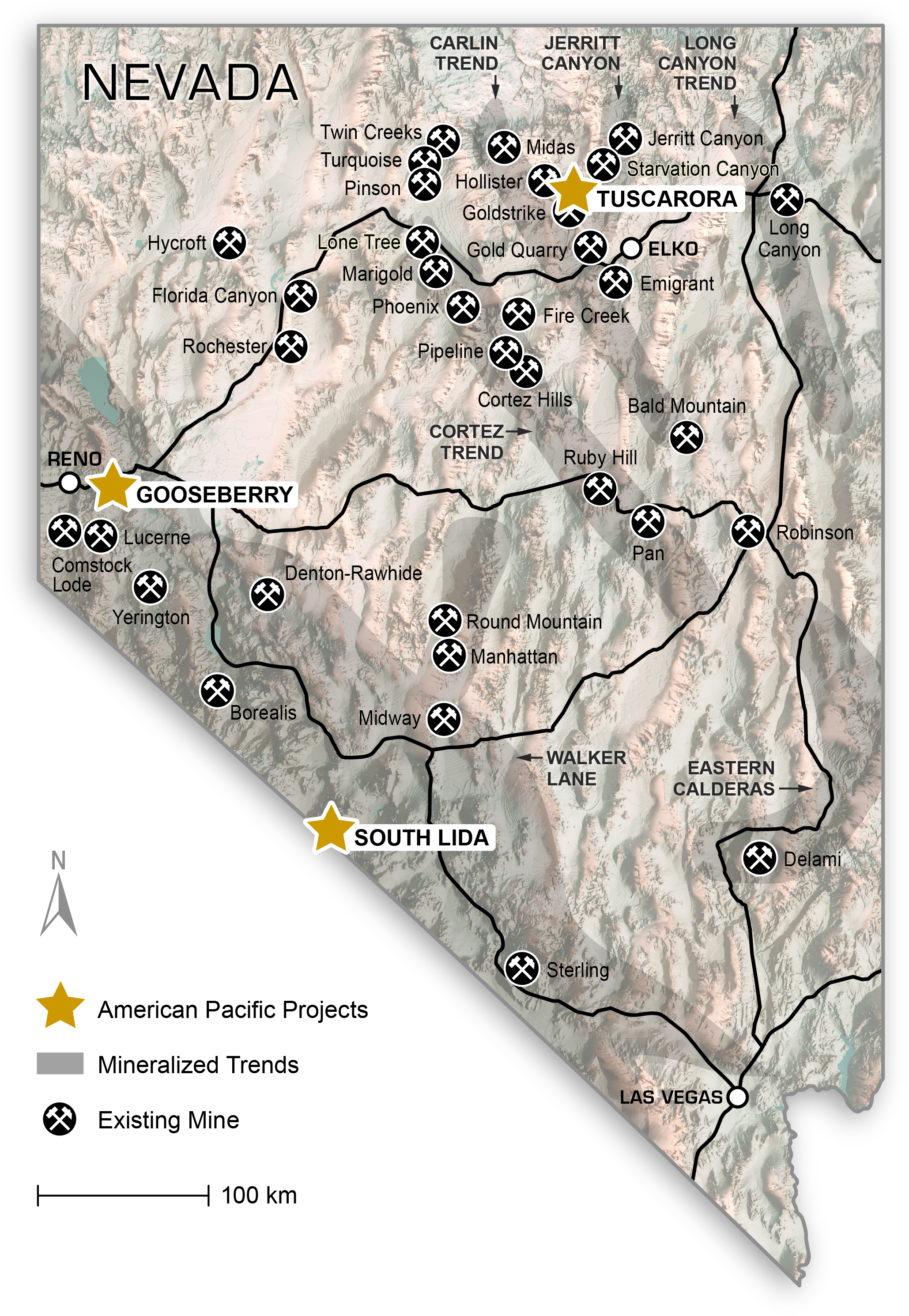 Nevada Gold Mines Map American Pacific Mining Announces New Targets Uncovered At