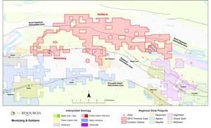 GFG nuosavybės žemėlapis – Timmins East regioninis Goldarm nuosavybės žemėlapis su Coulson pretenzijomis