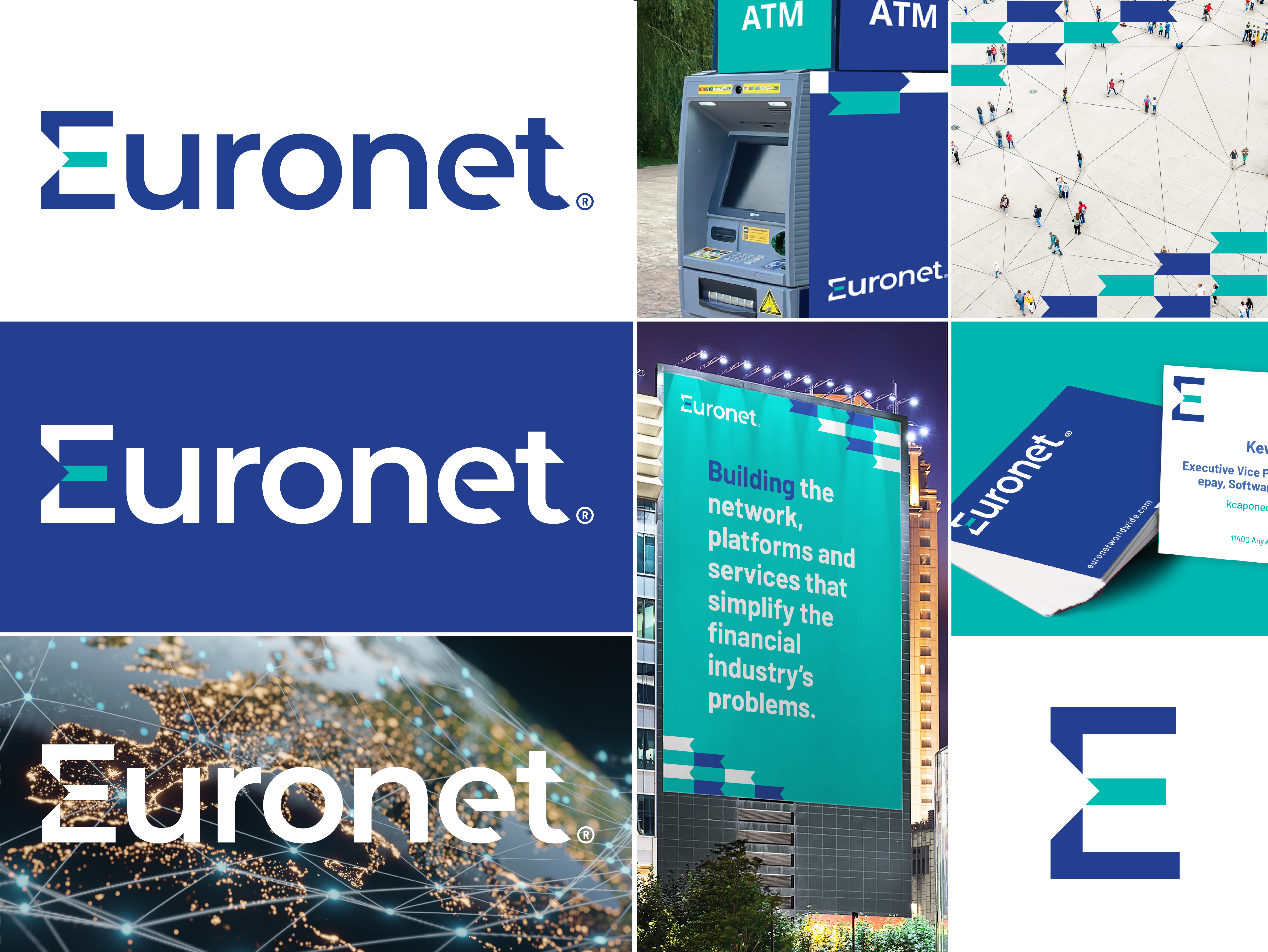 These are examples of the refreshed Euronet brand and how it might be applied in the market.