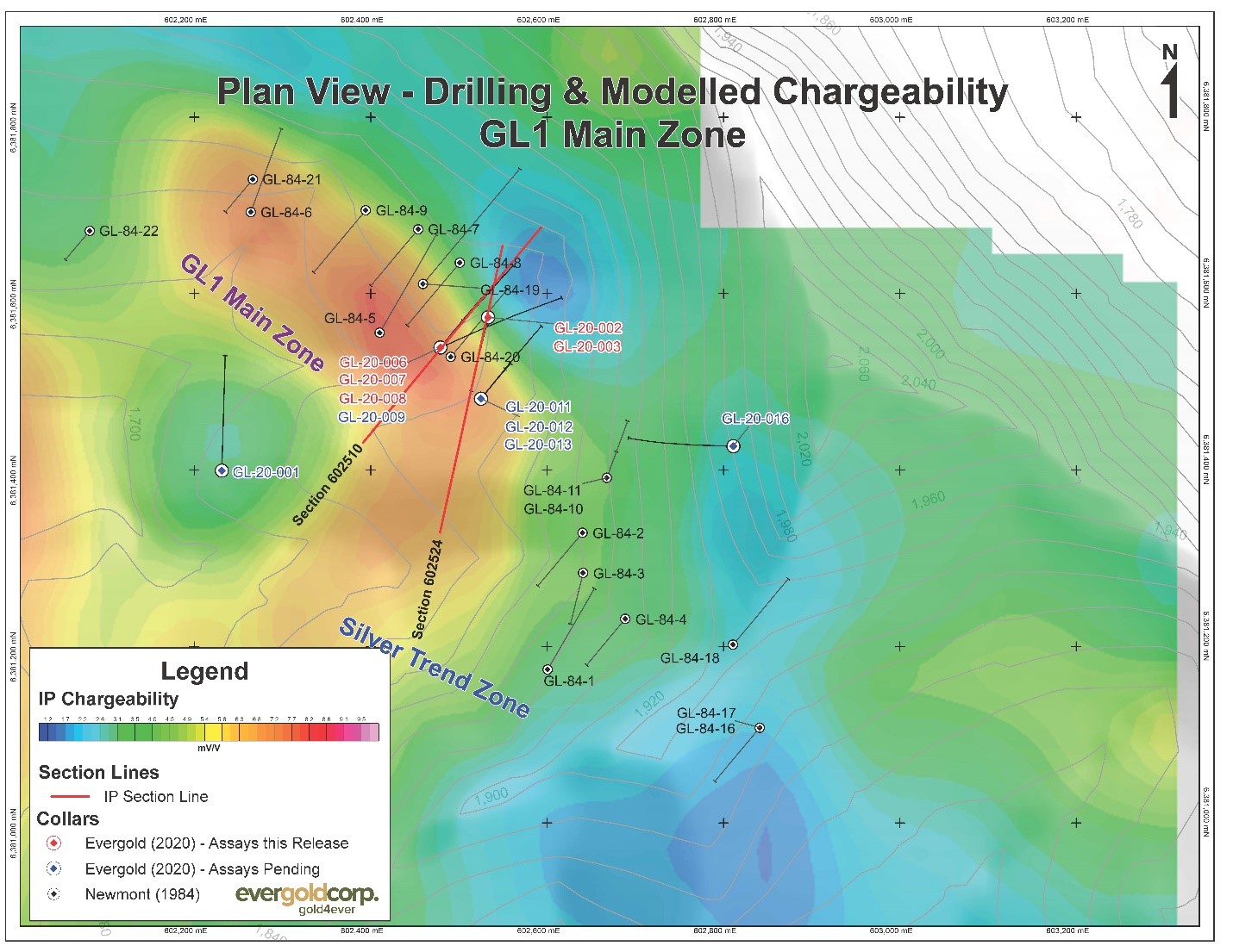 Drilling on Chargeability, GL1 Main Zone