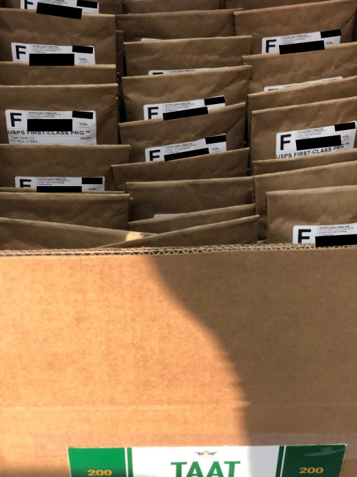 Samples of all three TAAT™ varieties have now been shipped to thousands of legal-aged smokers in 38 U.S. states, accompanied by the printed insert and face mask shown below.