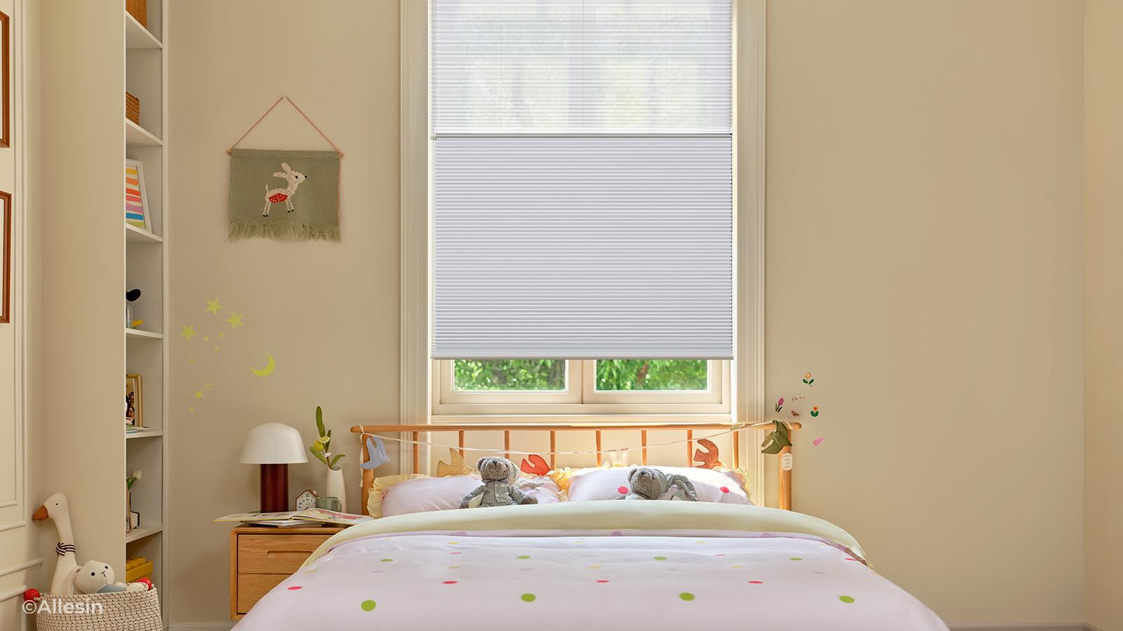 Allesin smart shades installed on a residential window