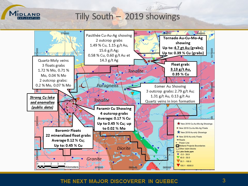 Figure 3 Tilly South showing