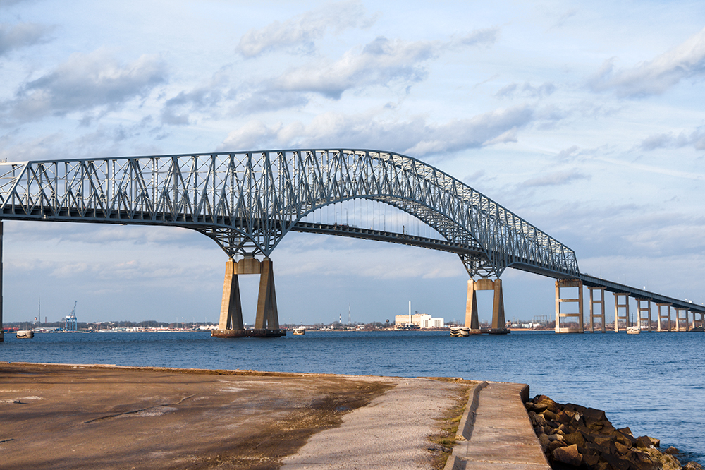 Francis Scott Key Bridge in Baltimore Before the Disaster in March 2024