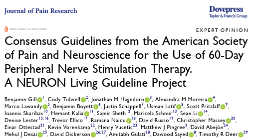 Peripheral nerve stimulation (PNS) has evolved with various applications and durations of therapy. In recent years, extensive data has been developed on a 60-day treatment using a novel approach.