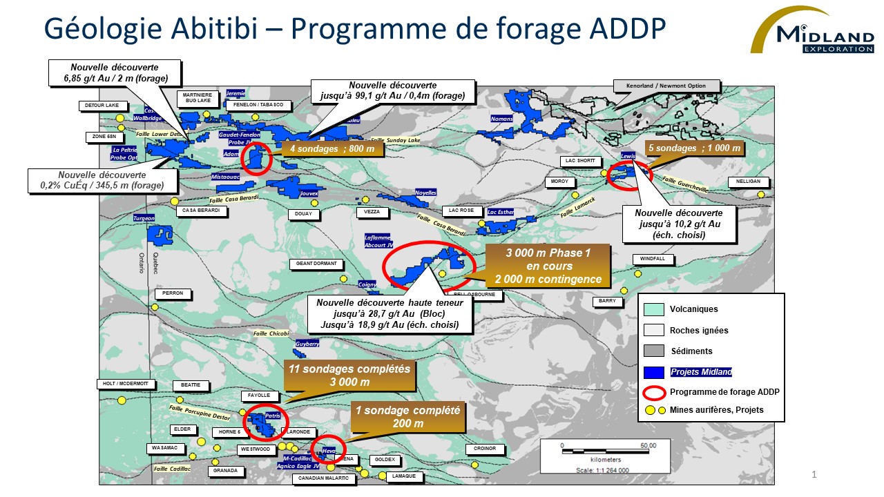 Figure 1 Géologie Abitibi-Programme de forage ADDP