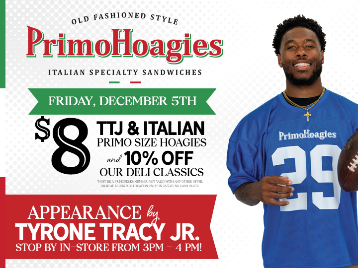Tyrone Tracy Jr. Joins PrimoHoagies Allendale for Exclusive Appearance