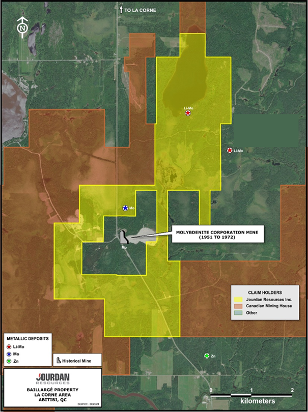 Baillargé property with historic lithium occurrences. Source (GM 66452).