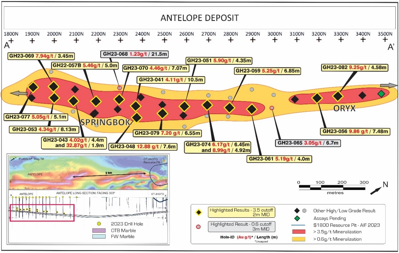 Figure 2. Plan view of Antelope deposit drilling